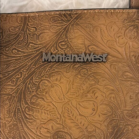 Montana West Concealed Carry Brown Tote Bag with Textured Finish - Picture 2 of 12